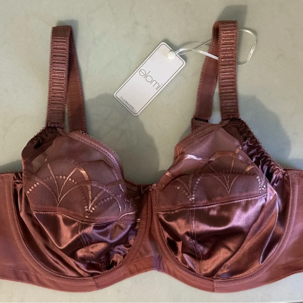 NWT Elomi Cate Full Figure Underwire Lace Cup Bra Adj Straps Rosewood 38DD - Picture 8 of 10